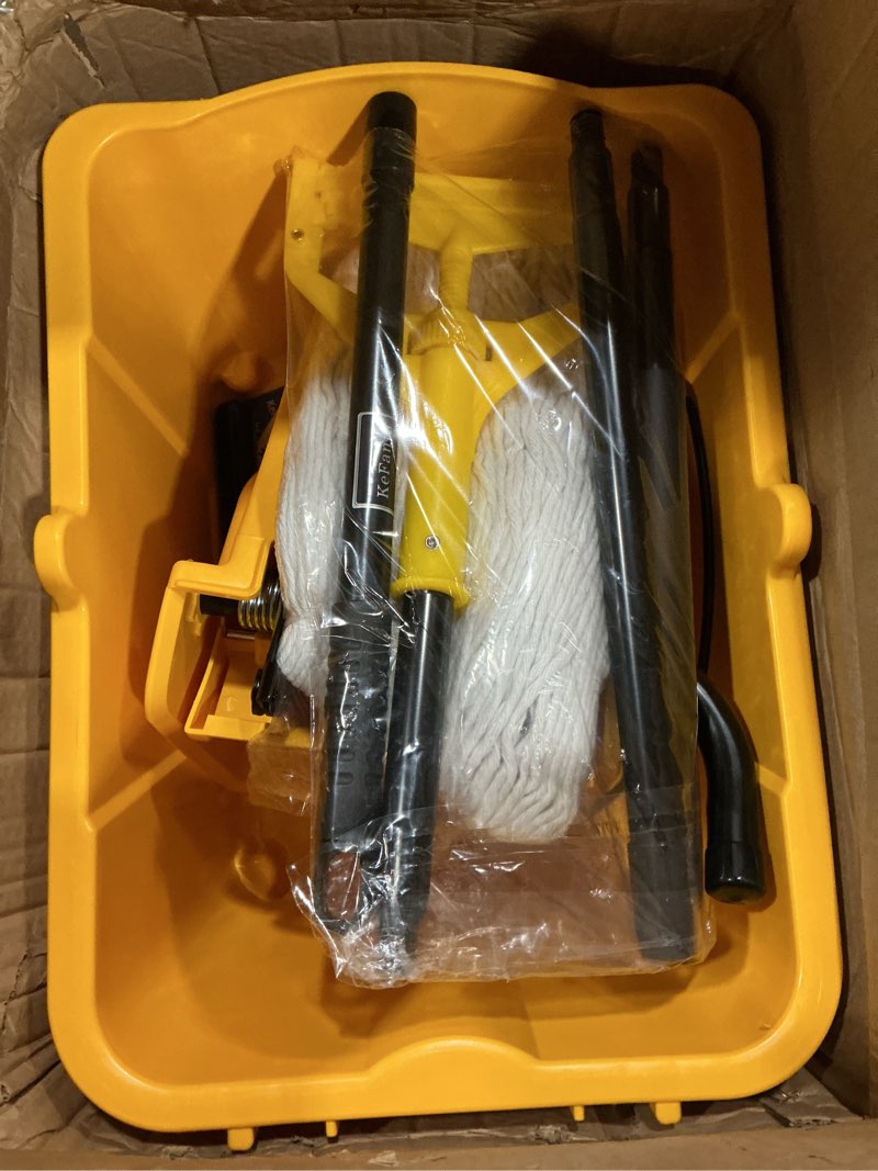 Condition photo showing New/Like New for Kefanta 35 Qt Side Press Wringer Combo Commercial Mop Bucket on Wheels Set,Yellow,Include 1 Heavy Duty Industrial Mop for Floor Cleaning and Wet Floor Caution Sign