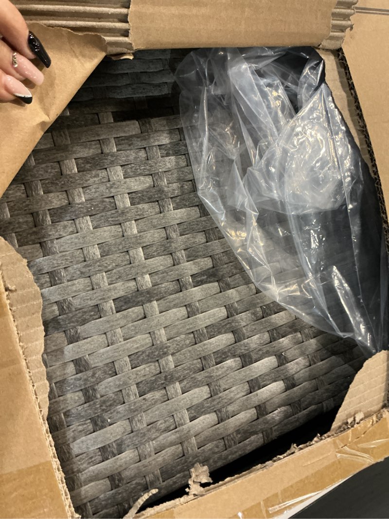 Condition photo showing As Is for LEWIS&WAYNE Large Rectangular Block Planter Box Handmade Wicker Tall Planters for Outdoor Plants with Removable Liners Modern Planter for Indoor Outdoor Patio Deck - Gray, 30''x12''x16'' Gray 30''x12''x16''