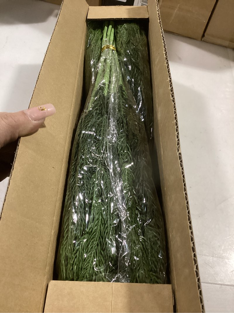 Condition photo showing New/Like New for Juxdp 20 Pcs Real Touch Norfolk Pine Branches, Artificial Christmas Green Plants Branch Faux Greenery Stem Fake Pine Picks for Vase DIY Crafts Garland Wreath Xmas Indoor Outdoor Decor(18 Inches)