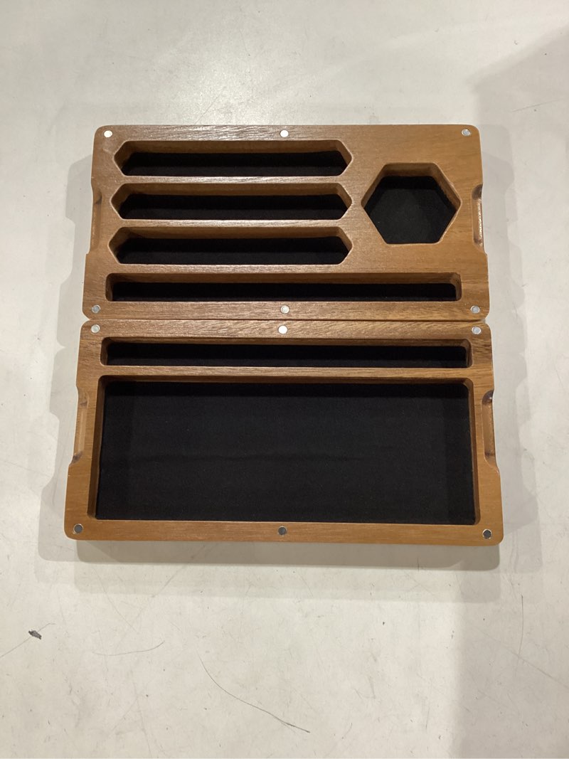 Condition photo showing Good Condition for walnut dice box 4.8 x 9 inch handmade dice tray for rolling with storage phone tablet stand magnetic lock secures lid portable tray for tabletop rpg board games gift(walnut,regular) regular walnut