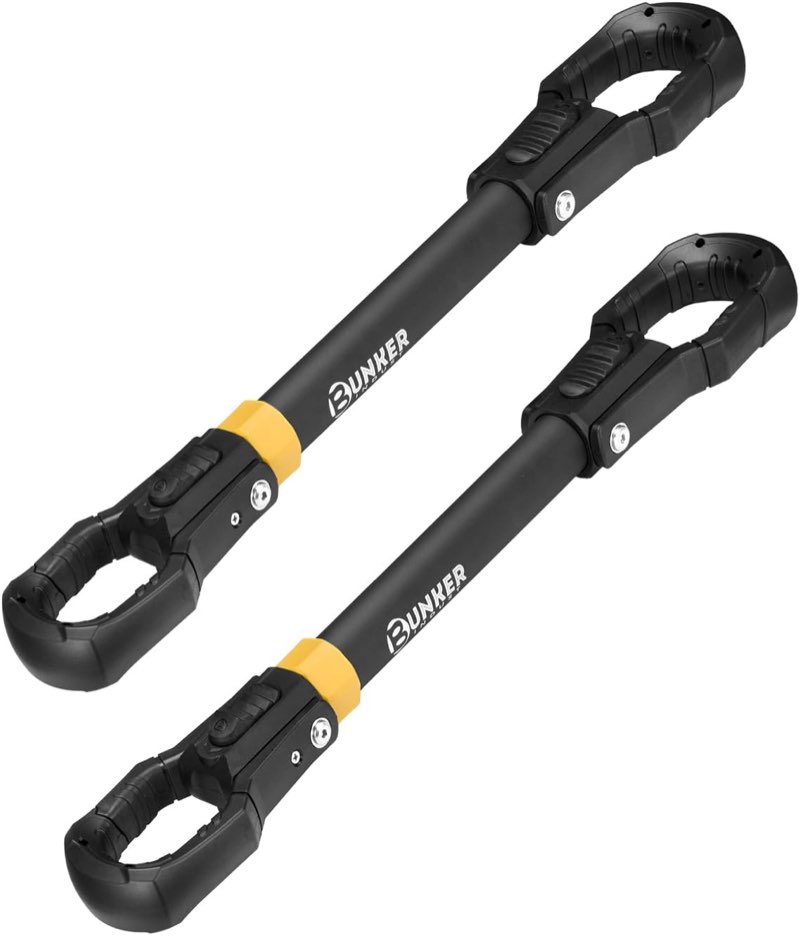 BUNKER INDUST 2 PCS E Bike Adapter Bar Fits Up to 100lbs for E Bike Rack, Adjustable Aluminum Bike Crossbar with Rubber Hooks, Adapt Diverse Bike Frames, Women's BMX & Non-Standard Frames