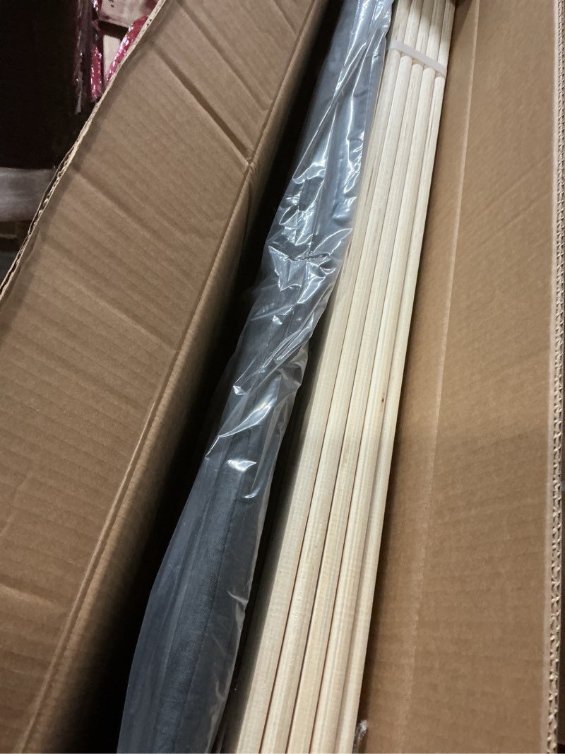 Condition photo showing item condition for Zinus Full Maya Upholstered Bed Frame with Asymmetric Headboard, Durable Wooden Slats, Sturdy Framework, Noise Free Sleep, No Box Spring Needed, Easy Assembly, Eco Friendly Packaging, Dark Grey Full Modern Geometric