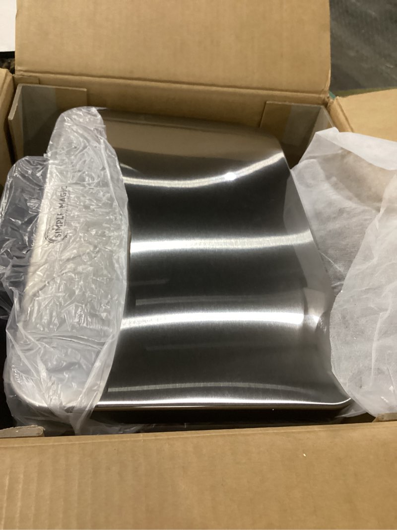 Condition photo showing New/Like New for SIMPLI-MAGIC 50 Liter / 13.2 Gallon Soft-Close, Smudge Resistant Trash Can with Foot Pedal and Built in Filter- Stainless Steel, Sleek Finish Silver 50L/13.2 Gallon