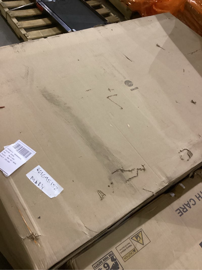 Condition photo showing As Is for Suncast 5.9 ft. x 3.7 ft Horizontal Stow-Away Storage Shed - Natural Wood-Like Outdoor Storage for Trash Cans and Yard Tools - All-Weather Resin, Hinged Lid, Reinforced Floor - Made in The USA