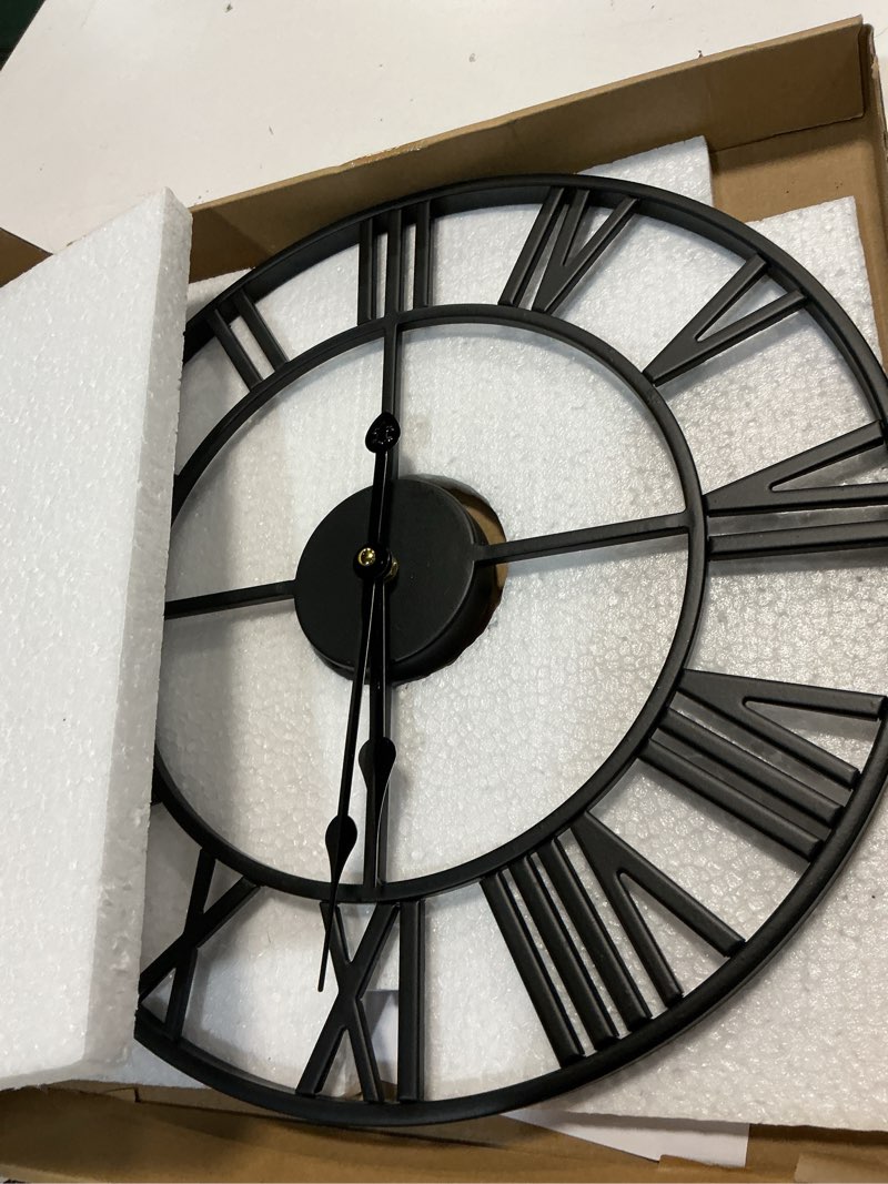 Condition photo showing New/Like New for 16inch/40cm wall clocks battery operated,wall clocks for living room decor, bedroom,office,bathroom,silent,large wall clock for home and kitchen,farmhouse (iron roman numerals, 16 inches) iron roman numerals 16 inches