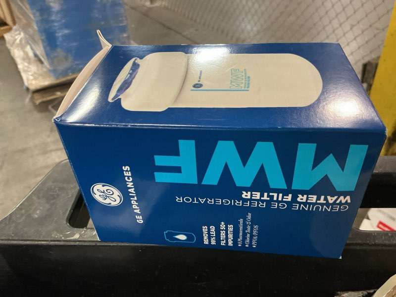 Condition photo showing As Is for ge appliances mwf replacement refrigerator water filter: filters lead, asbestos, chlorine, pesticides, 1-year warranty