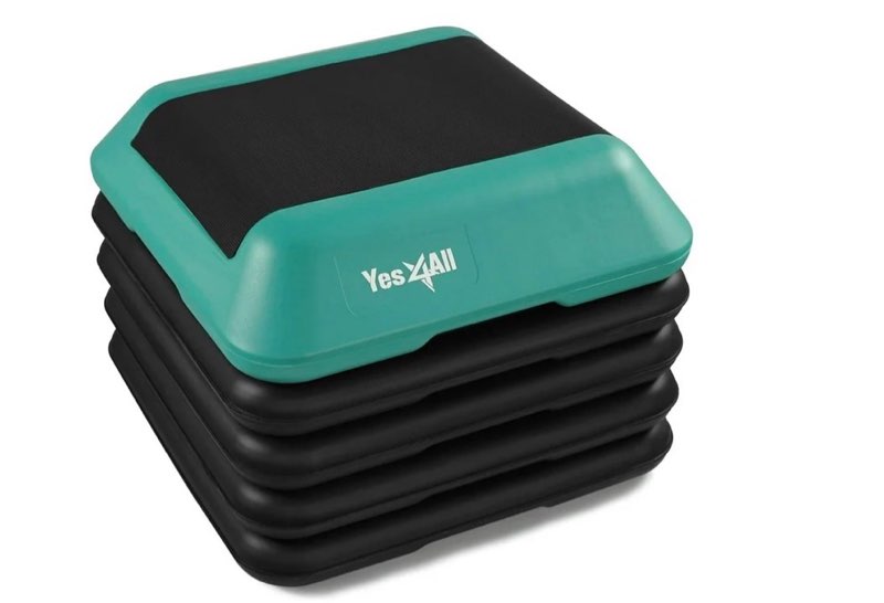 yes4all adjustable high step aerobic platform, 16 in x 16 in, for aerobic step exercises (black/green)