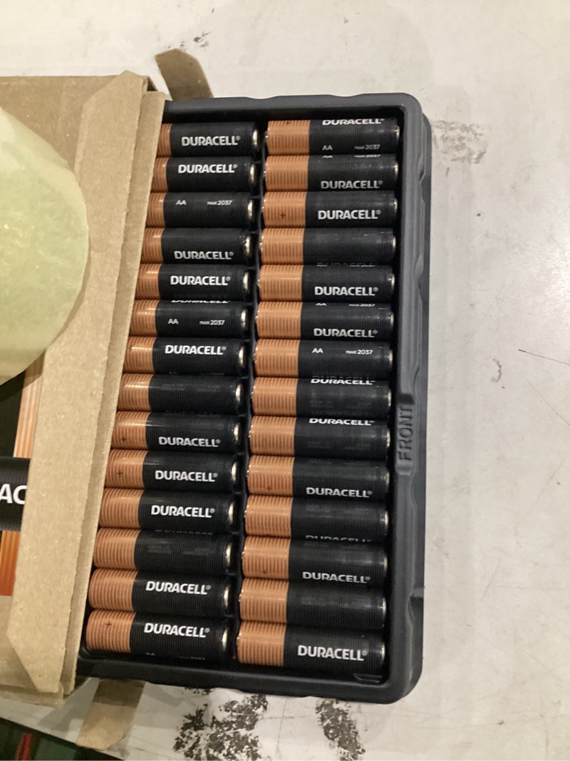 Condition photo showing New/Like New for duracell coppertop aa batteries, 28 count, 12-year shelf life, storage tray aa - 28 count (pack of 1)