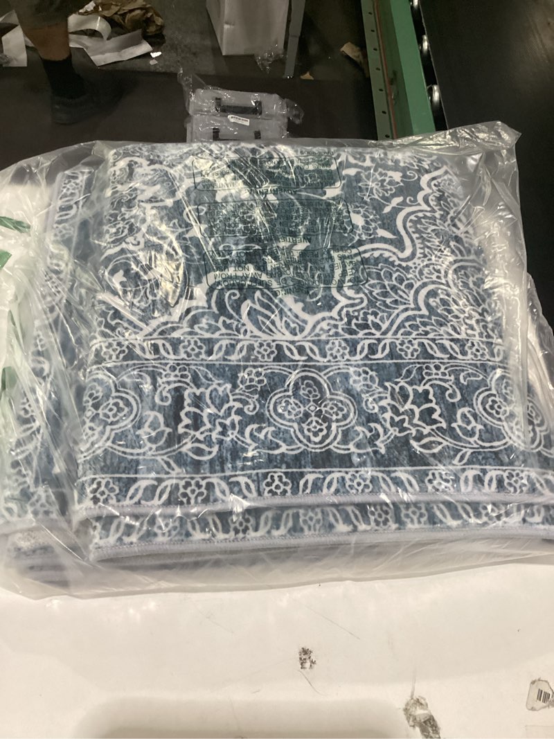 Condition photo showing Good Condition for kuta extra long runners for hallways 2.6x18ft non-slip washable, blue white vintage kitchen rug, stair runners indoor ultra soft printed floral medallion carpet for bedroom living room nursery 2'7" x 18' (runner) blue floral