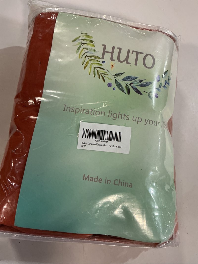 Condition photo showing New/Like New for  HUTO Blackout Window Curtains and Drapes - Thermal Insulated Solid Antique Copper Grommet Top Blackout Panels Draperies for Kid's Room (Rust, 1 Pair, 52 x 63 Inch)