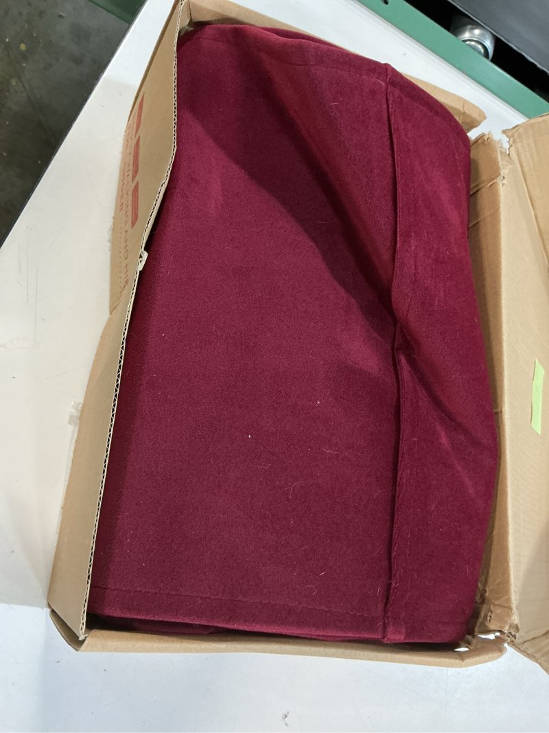Condition photo showing As Is for velvet recliner head pillow with non-slip base - adjustable neck support for pain relief in home, office and travel (wine)