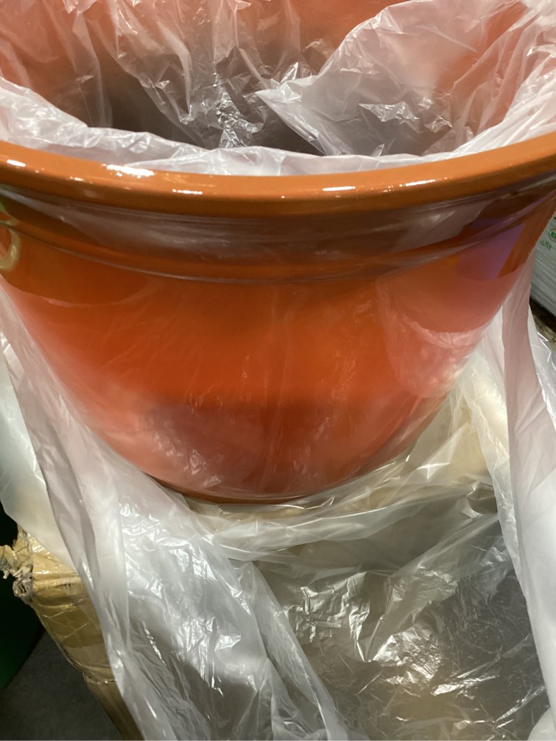 Condition photo showing Good Condition for garden elements indoor/outdoor glazed brushed happy plastic planter, large, earth red, 15" 1 earth red
