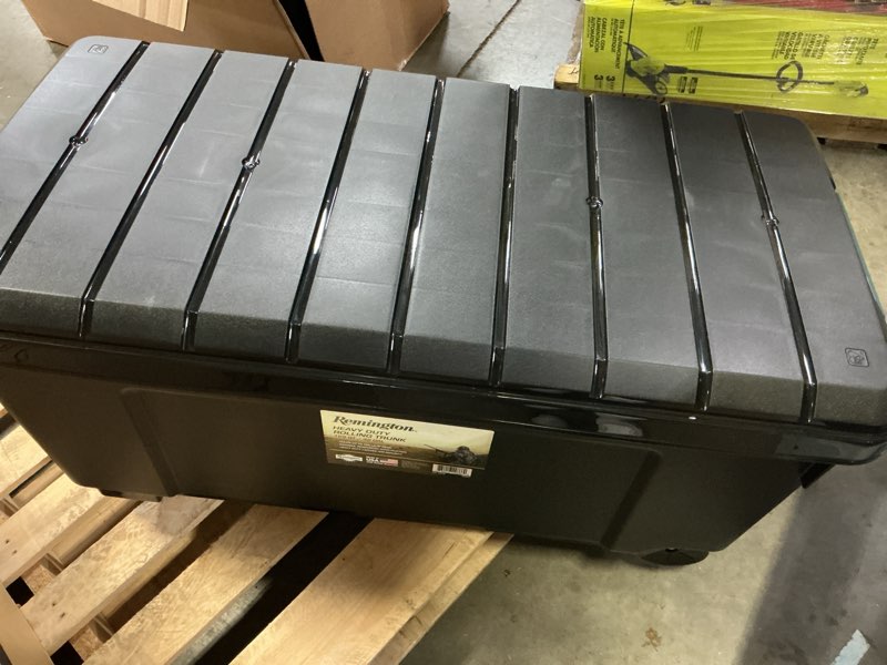 Condition photo showing Good Condition for 169 qt. remington store-it-all tote storage bin in black
