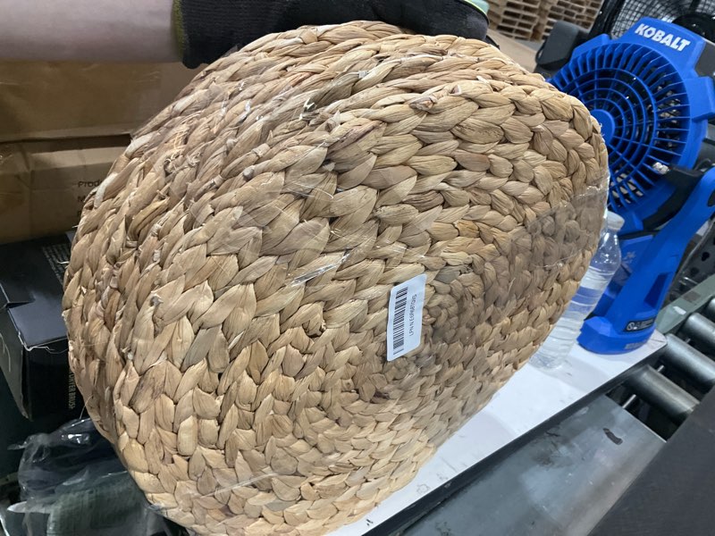 Condition photo showing As Is for 10 pack, round woven placemats, natural water hyacinth place mats, braided straw table mats for dining table, christmas placemats (13.8 inch) natural 13.8 inch (set of 10)