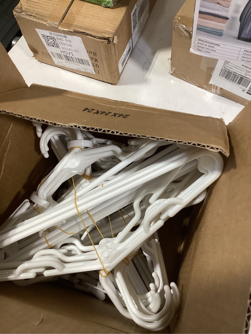 Condition photo showing New/Like New for Baby Nursery Closet Hangers, Non-Slip and Extendable Laundry Infant Pant Hanger for Newborn Clothes 50pcs hangers11-14'' Adjustable Children Coat Hanger for Girl Boy Toddler Kids Child White 50PACK
