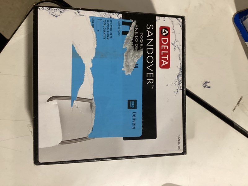 Condition photo showing As Is for american standard townsend matte black wall mount single towel ring