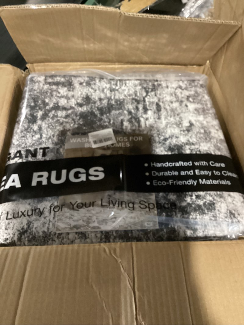 Condition photo showing Good Condition for area rug living room rugs - 9x12 large soft indoor neutral modern abstract low pile washable rug carpet for bedroom dining room farmhouse home office - grey grey 9' x 12' (rectangular)