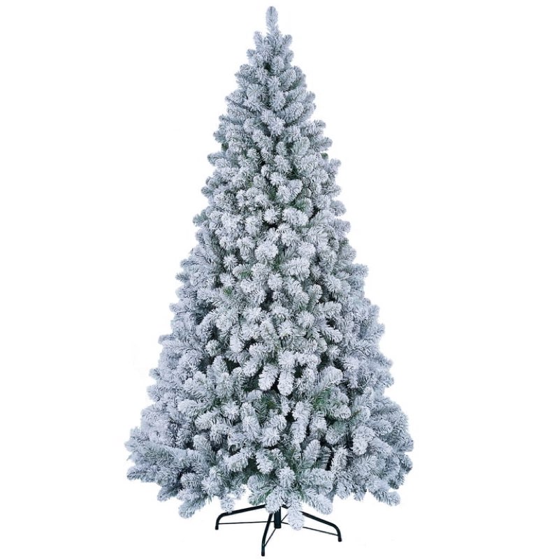 6.5ft Flocked Christmas Tree, Artificial Pine Tree, Full Snow Flocked White Xmas Tree, Foldable Metal Stand, (white modelo QWD65)