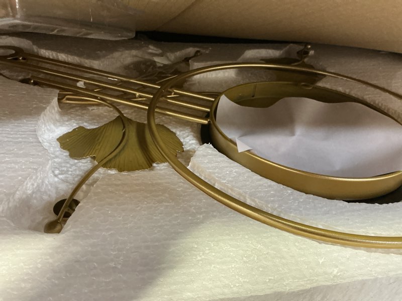 Condition photo showing Good Condition for wall clock, large modern wall clock for living room decor 20 x 31.5 inches?unique office clocks battery operated?oversized modern wall art for bedroom,farmhouse,office wall decor 20" x 31.5" gold ginkgo leaf