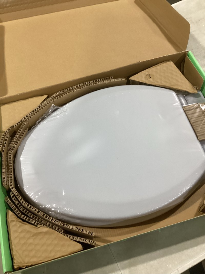 Condition photo showing Good Condition for (similar to)mayfair cameron silver toilet seat, non slip heavy duty wood, easy clean, made in usa, round silver round
