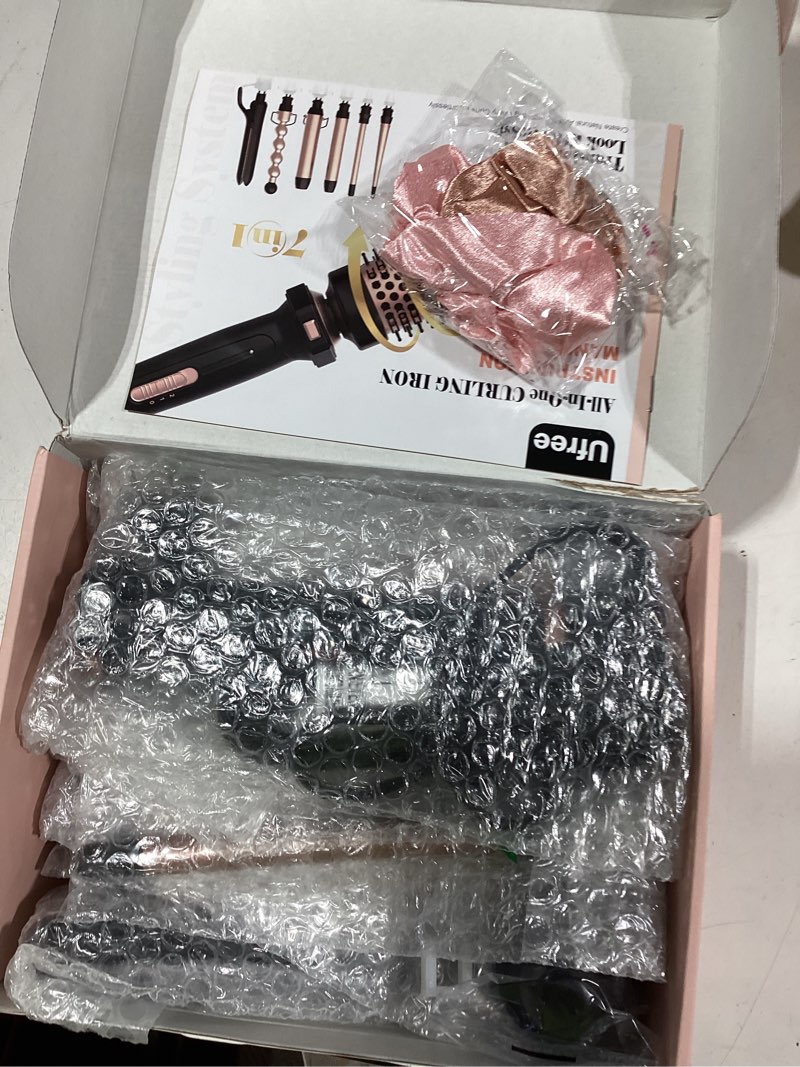 Condition photo showing As Is for ufree 7-in-1 curling iron set with interchangeable ceramic barrels, curling wand set with thermal brush, hair straightener and wand curling iron, versatile styling hair curlers set, gifts for women