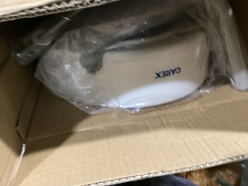 Condition photo showing As Is for Carex 3.5 Inch Raised Toilet Seat with Arms, Elongated Toilet Seat Riser, Up to 250 lbs Capacity, Elevating & Raising Seat for Elderly & Handicap, Universal, Slip-Resistant with Padded Handles, White