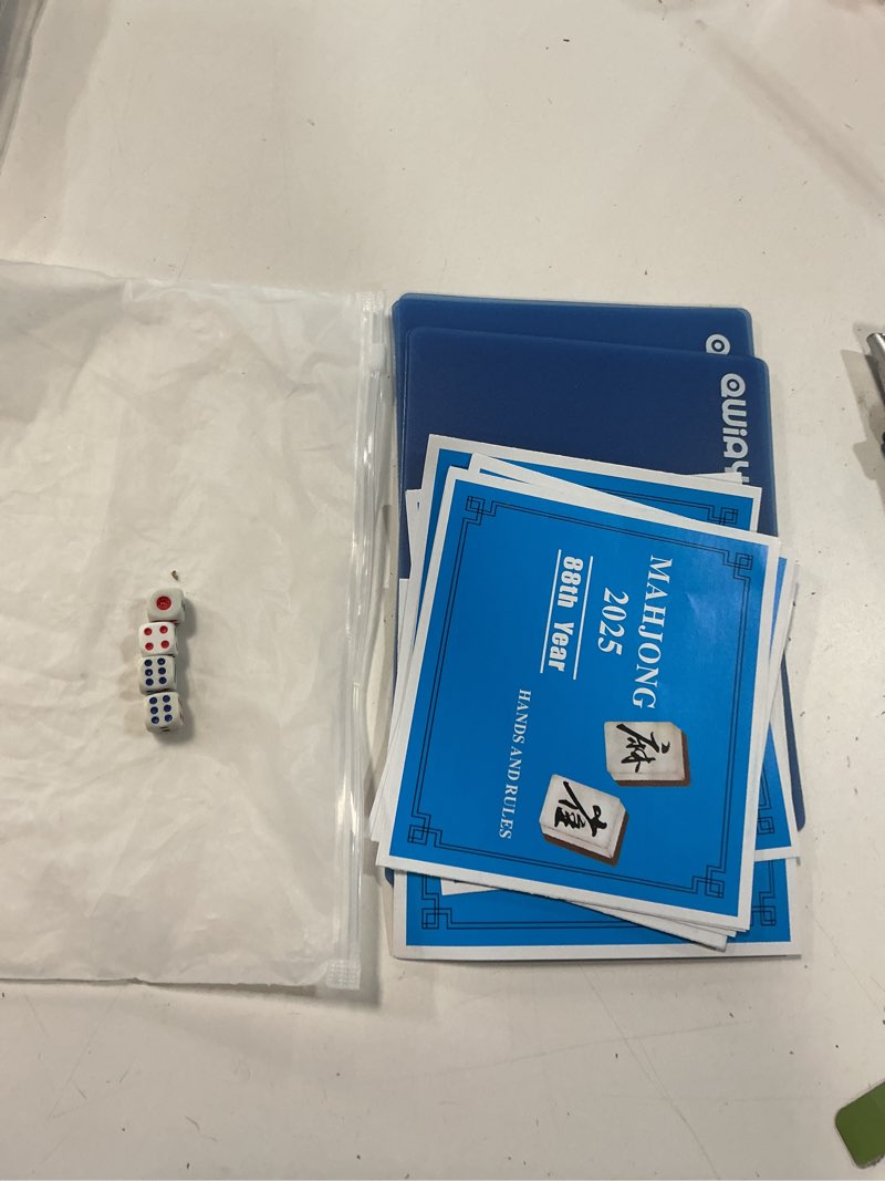 Condition photo showing As Is for mahjong mat (33"x33") with 6 mahjong playing instructions,4tile mixer,4dice & carrying bag,non-slip and silent travel mahjong set for mahjong/poker/board games/card games/dominoes (blue-1)