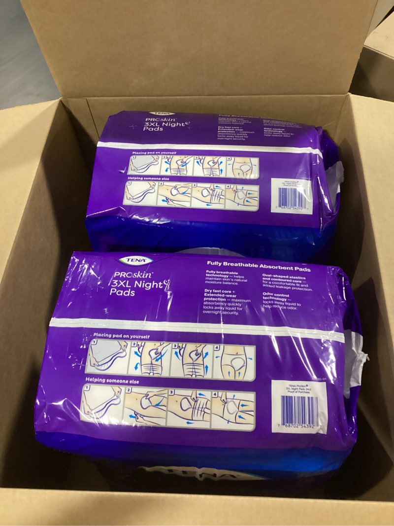 Condition photo showing New/Like New for tena proskin 3xl overnight incontinence pads for women and men, 48 count xxxl xxxl