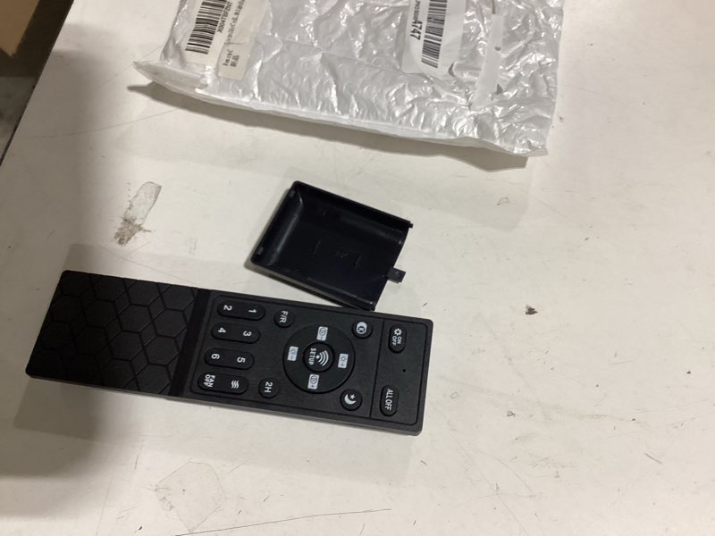 Condition photo showing As Is for remote control for ceiling fan with lights, compatible with fan lights of models lp-fsd01, lp-fsd02, lp-fsd03, lp-fsd04, lp-fsd05, lp-fsd06, ceiling fan with light remote control