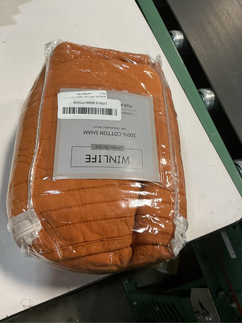 Condition photo showing New/Like New for winlife 100% cotton quilted pillow sham floral printed pillow cover (standard, burnt orange) terracotta 26" x 20" (pack of 2)
