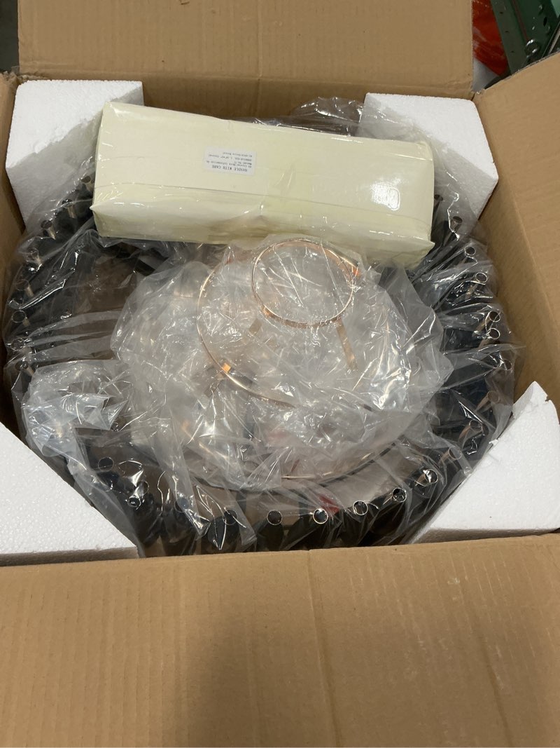 Condition photo showing Good Condition for AXILIXI Modern Crystal Chandelier - 20" Crystal Ceiling Pendant Light 4 Tier Raindrop Flush Mount Chandelier in Black and Gold for Entryway, Foyer, Dining Room