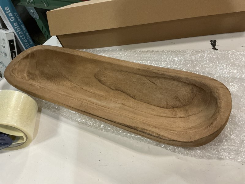 Condition photo showing New/Like New for dough bowls for decor – 1 piece decorative wooden potpourri bowl, centerpiece for dining, living room & kitchen table, large long rustic vintage decoration – farmhouse home country decorations