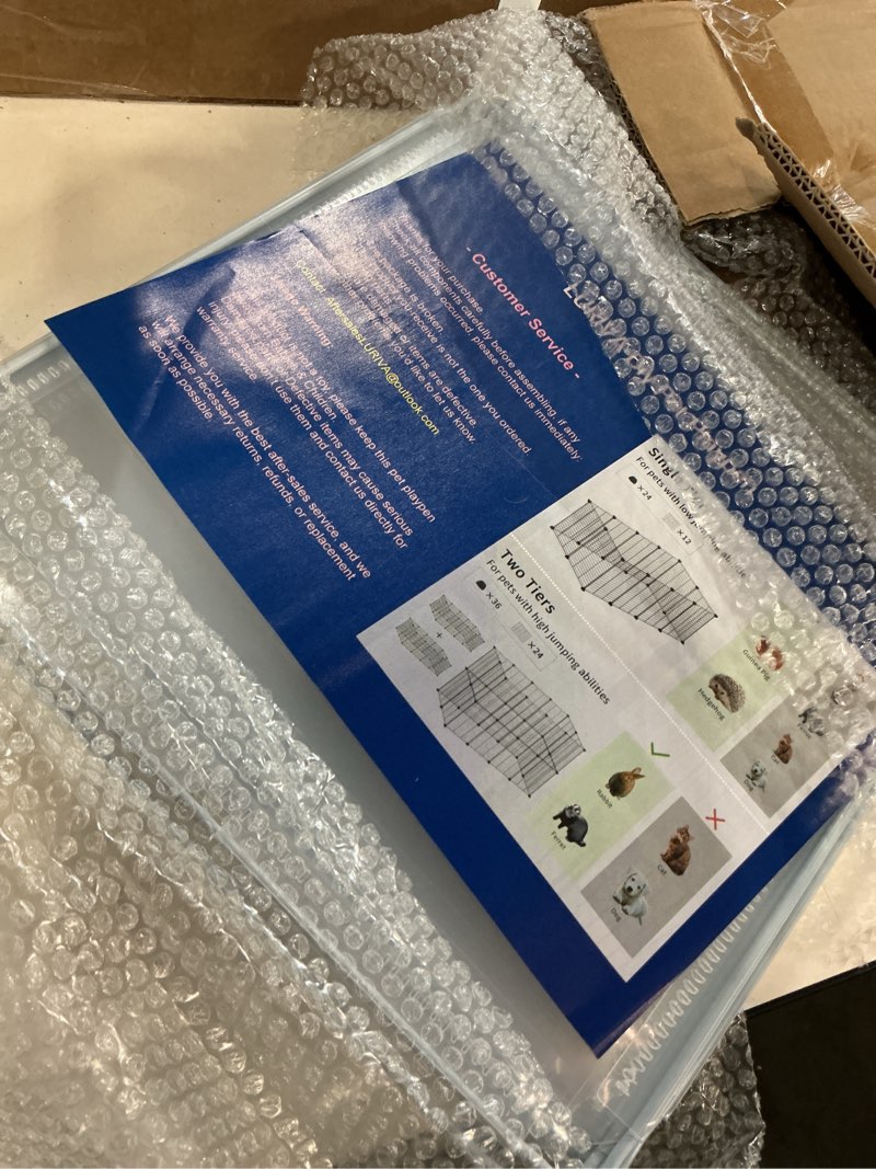 Condition photo showing New/Like New for luriva transparent clear small animal playpen, guinea pig cages, puppy dog playpen, pet playpen, rabbit bunny indoor fence pen enclosure, white clear plastic playpen,12x12 inch, 12panels 12 panels