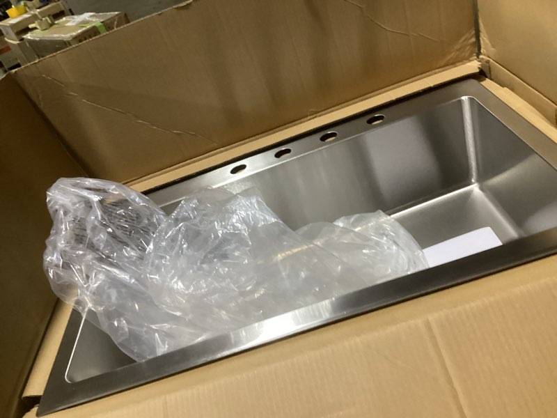 Condition photo showing Good Condition for Elkay DSESR127221 Dayton Single Bowl Dual Mount Stainless Steel Sink, 27 x 22 x 8.0625"