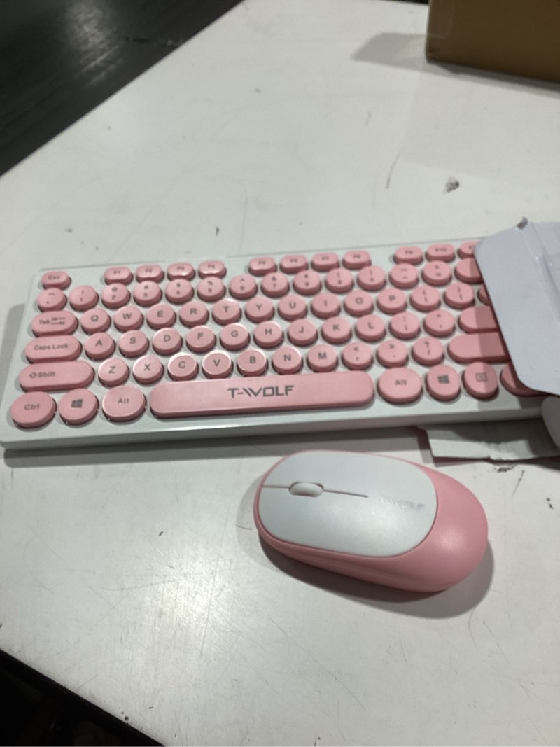 Condition photo showing Good Condition for Similar to FD iK6630 Wireless Keyboard and Mouse Combo - 2.4GHz USB Cordless, Cute Round Keys, Quiet and Slim Set for Laptop, Computer, TV, and Mac - Salmon Pink & White