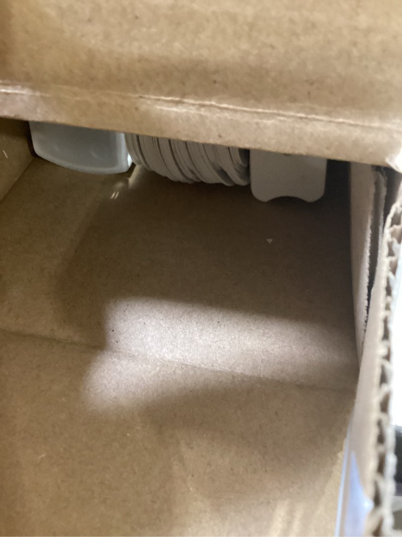 Condition photo showing As Is for project source 1-in slat width 27-in x 64-in cordless white vinyl light filtering mini blinds
