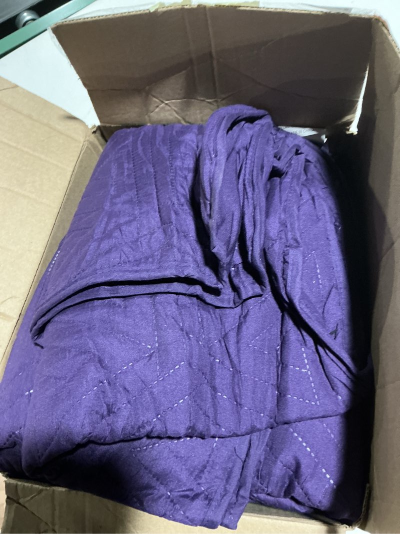 Condition photo showing As Is for Whale Flotilla Soft King Size Quilt Set for All Seasons, 3-Piece Ultrasonic Geometric Quilts Bedding Set, Lightweight Reversible Bedspread, Coverlet, Bed Cover with 2 Pillow Shams, Purple