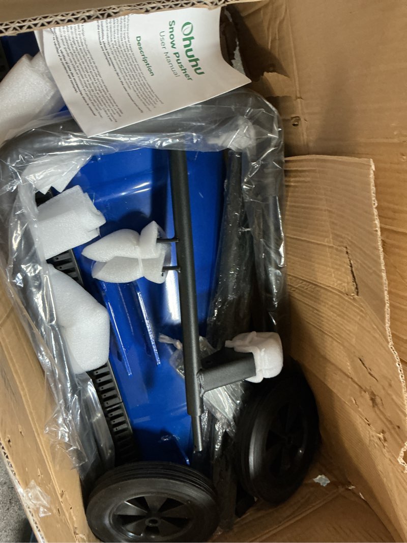 Condition photo showing New/Like New for Ohuhu Snow Shovel for Driveway: 2026 Upgraded Heavy Duty Adjustable Angle Wheeled Metal Snow Shovels with 30"x12" Large Blade for Snow Removal, Snow Pusher with Wheels Efficient Remove Tool