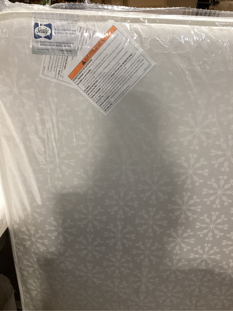 Condition photo showing New/Like New for Sealy Baby Flex Cool 2 Stage Breathable Crib Mattress with Toddler Bed Fit, Waterproof & Airy Cotton Cover, 204 Premium Coils, GREENGUARD Gold Certified, Safety & Quality Tested, Made in USA, 52x28"