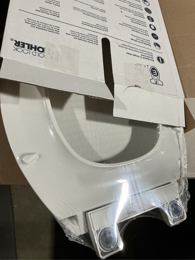 Condition photo showing Good Condition for kohler 4636-rl-k4 cachet readylatch elongated toilet seat slow close, soft close toilet seat quiet lid, contoured grip-tight bumpers installation hardware, apartment essentials, cashmere cashmere elongated ready latch