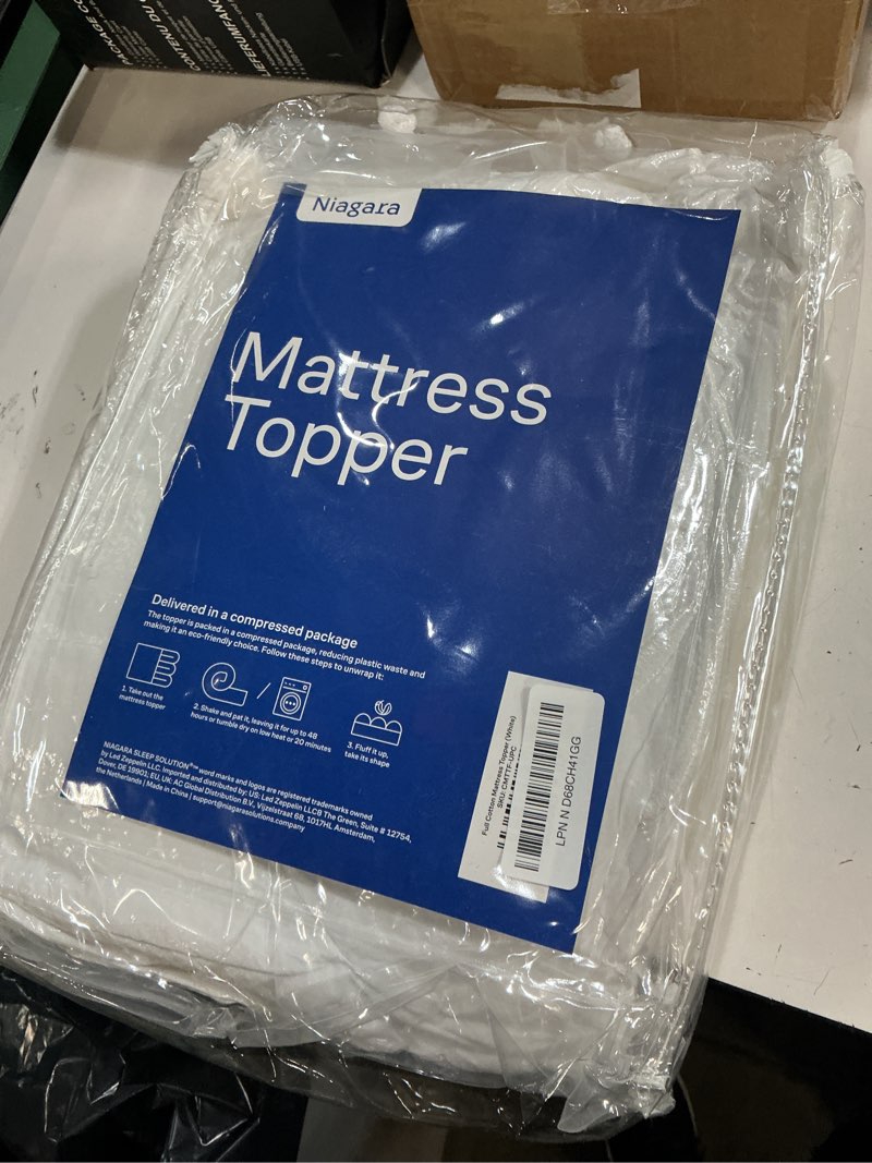 Condition photo showing New/Like New for niagara sleep solution cloud-like full size mattress topper - 100% cotton top mattress pad for back pain relief - breathable & naturally cooling for hot sleepers, white white full