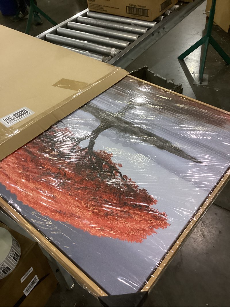 XLSJERST Large Wall Art - Red Room Wall Art Bedroom Decoration Frame Canvas Artwork Moon Landscape L