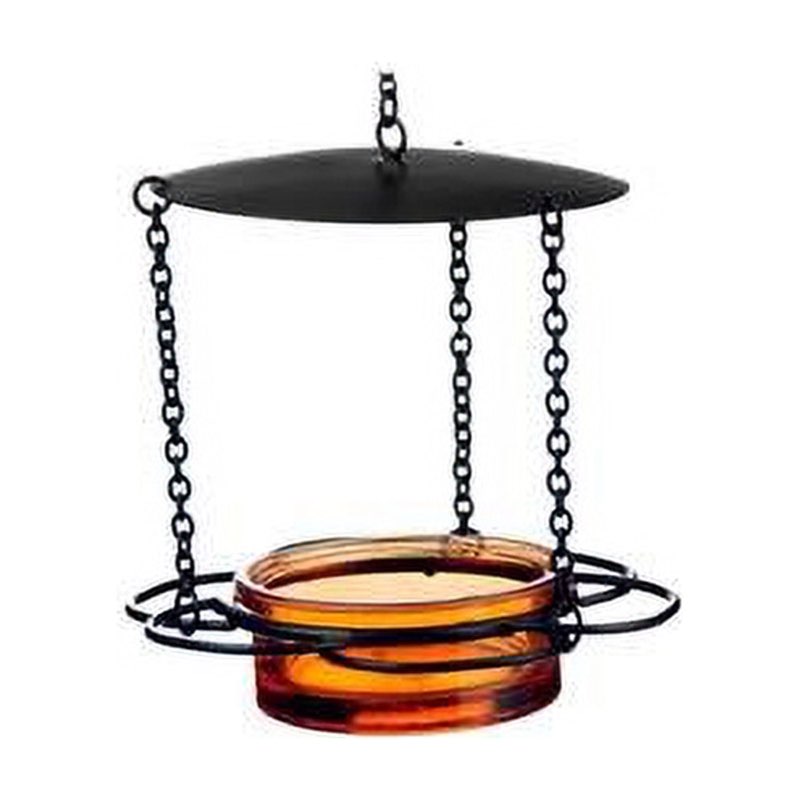 Mosaic Birds Recycled Glass and Metal Floral Hanging Bird Feeder for Outdoors, Oriole, Cardinal, Finch Bird Feeder, Orange