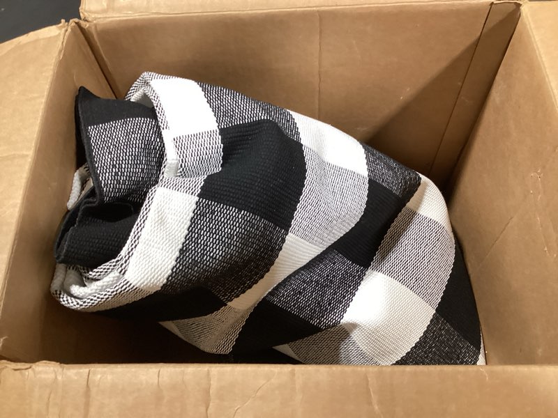 Condition photo showing Good Condition for KOZYFLY Buffalo Plaid Area Rug 8 x 10 Ft Black and White Checkered Rug Washable Outdoor Patio Rugs Cotton Rugs for Living Room Carpet for Dining Room Bedroom Farmhouse Rug
