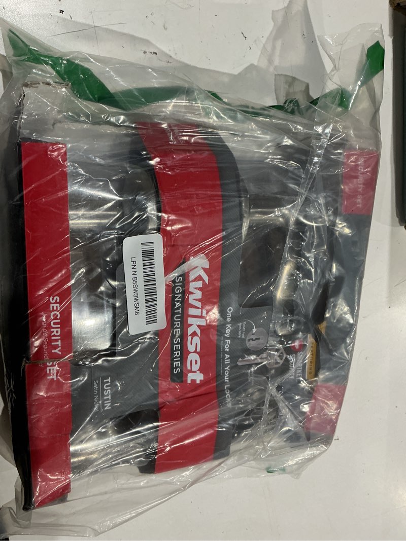 Condition photo showing Good Condition for kwikset 991 tustin entry lever and single cylinder deadbolt combo pack featuring smartkey in satin nickel, model number: 99910-040 satin nickel combo pack (pack of 1) reversible