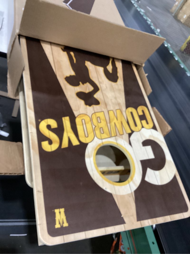 Condition photo showing New/Like New for youthefan ncaa 2’ x 4’ professional wood cornhole game with logo bags wyoming cowboys 2' x 4'