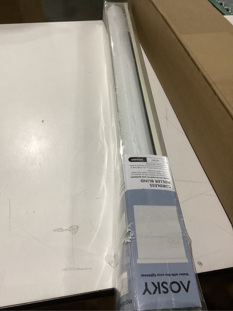 Condition photo showing Good Condition for AOSKY Linen Roller Blinds Shades for Indoor Windows Pull Down Cordless Blackout Black Out Window Shade 27 inch Blinds for Home Linen Linen 27"W x 72"H