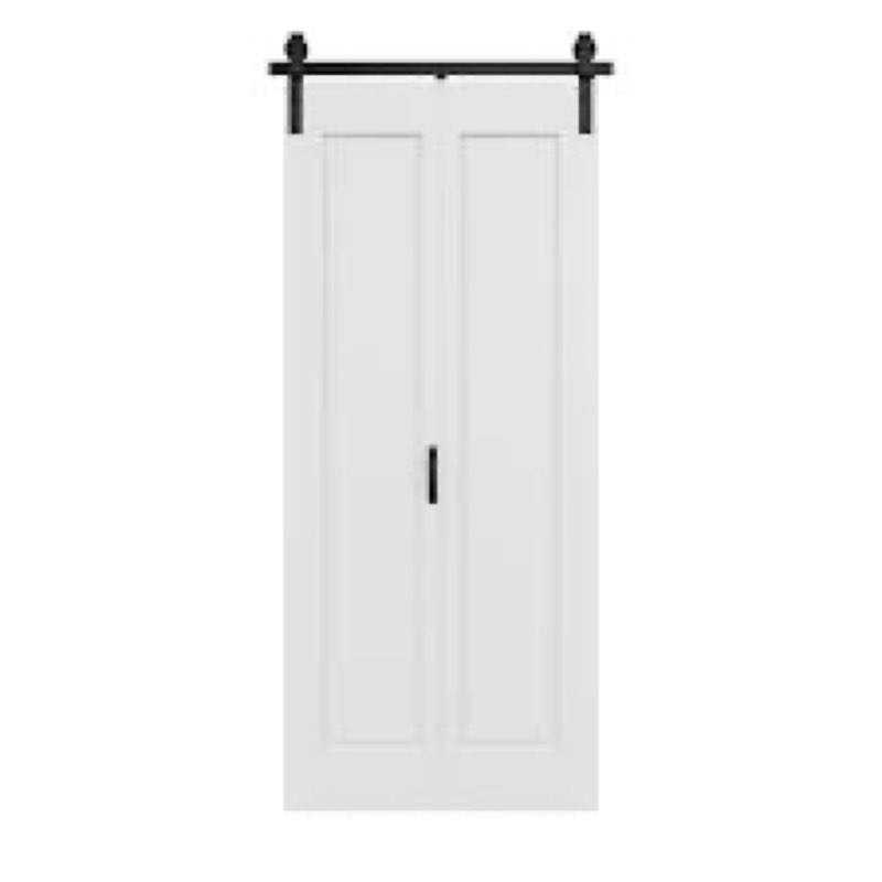 BarnSmith 36 in.x 84 in. Bifold Barn Door, 1 Panel White Primed Bifold Closet Door, Hollow Core Inte