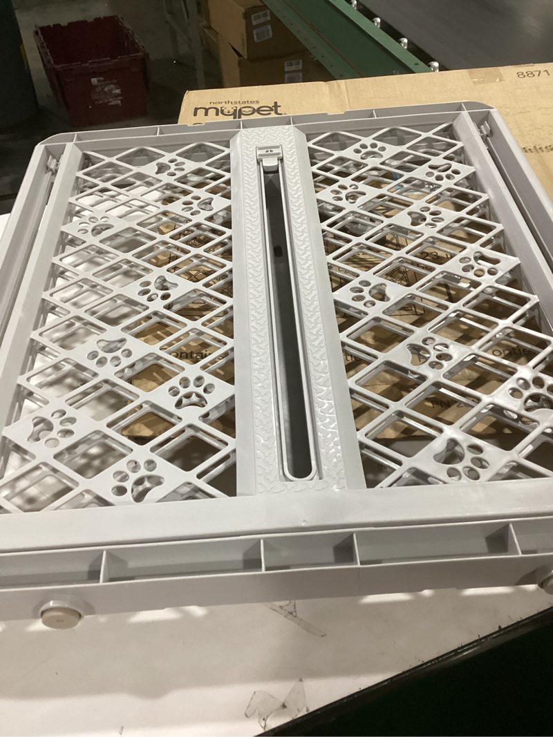 Condition photo showing Good Condition for MYPET North States Paws Portable Pet Gate: 26-40" Wide. Pressure Mount. No Tools Needed. Made in USA. Dog Gate 23" Tall, Expandable, Durable Dog Gates for Doorways, Light Gray