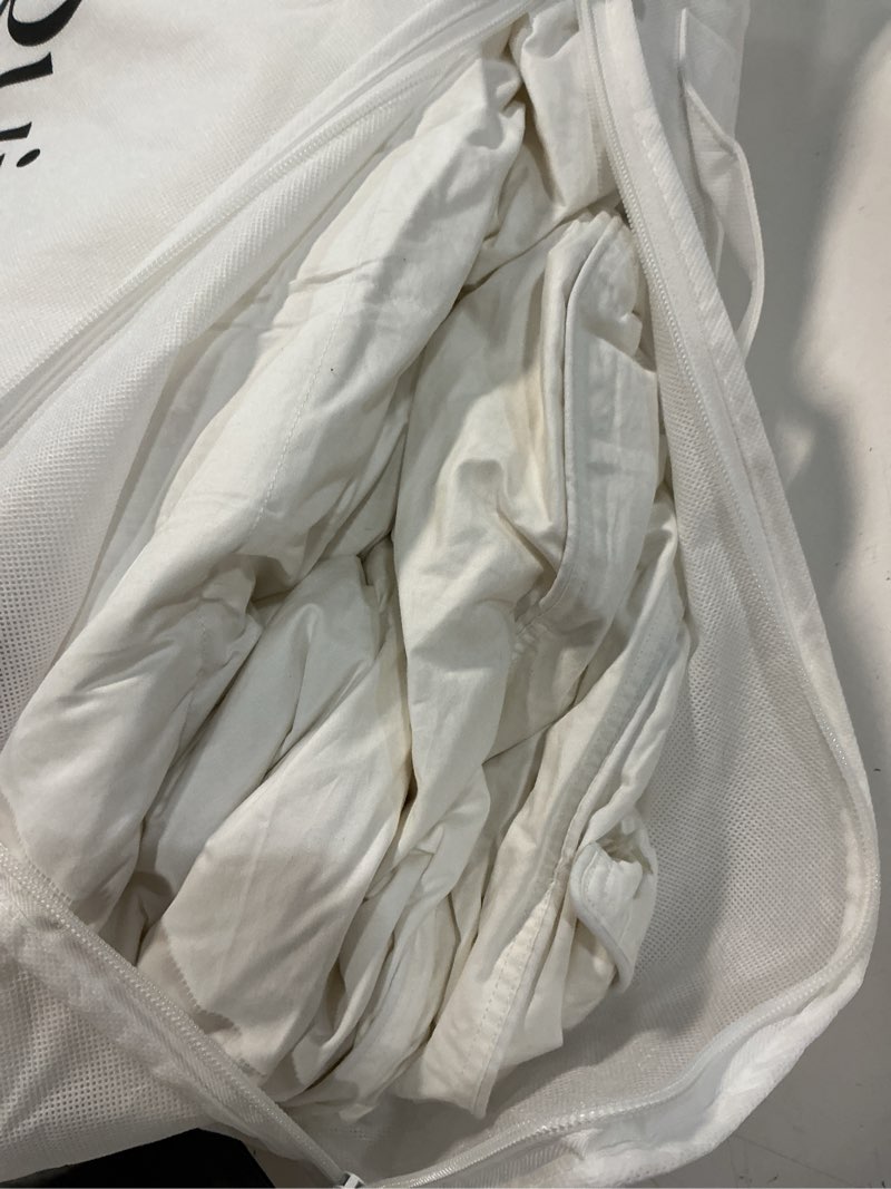 Condition photo showing As Is for lightweight luxe goose down comforter, twin, white